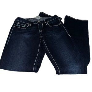 PRVCY Womens Santa Monica Bootcut Jeans Sz 25 Dark Wash Embroidered Pockets